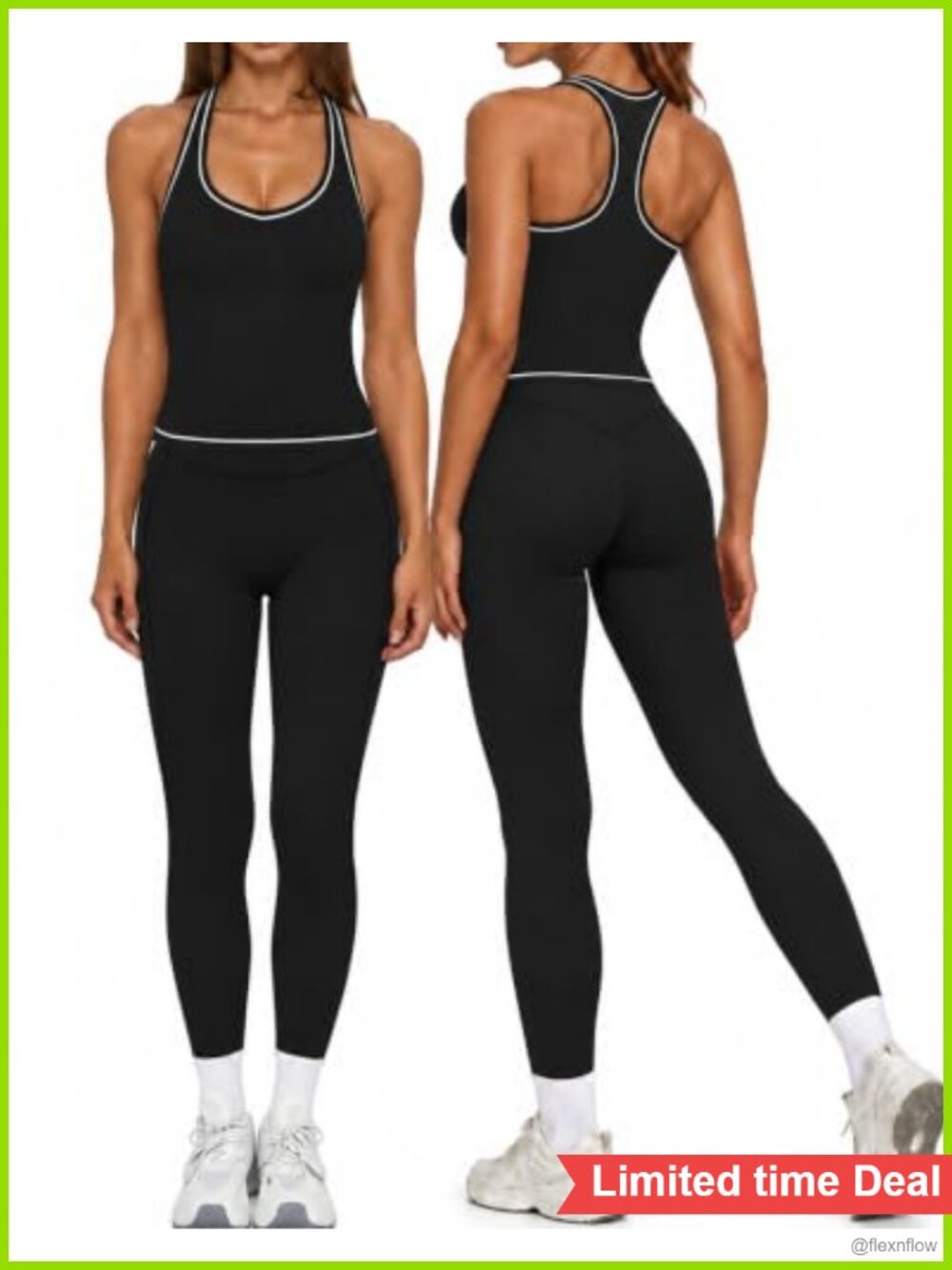 SUUKSESS Women 2 Piece Workout Set Racerback Sports Bra Leggings Gym Yoga
